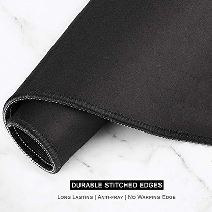 Auhoahsil Extended Mouse Pad, XXL Desk Pad Gaming Mousepad, Large Big Laptop Computer Keyboard Desk Mat with Non-Slip Base Stitched Edge for Gaming Office Men Women, 35.5 x 15.7 in, Black Marble - color: 05 Black Gold Marble, size: XXL - Extended size 35.
