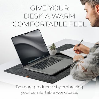 Nordik Large Felt Desk Mat - Charcoal - 35 x 17 inch - Full Desk Keyboard Mat - Computer Desk Mat for Keyboard and Mouse Pad - Desktop Mat - Large Felt Desk Pad - color: Charcoal