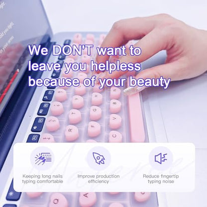 Keyboard Cover for Long Nails Compatible with MacBook Pro 13 inch M2 2023, 2022, 2021 2020 M1 A2338 A2289 A2251&Compatible with MacBook Pro 16 2020 2019 A2141 Touch ID, US ANSI (Pink & Heart) - color: Pink