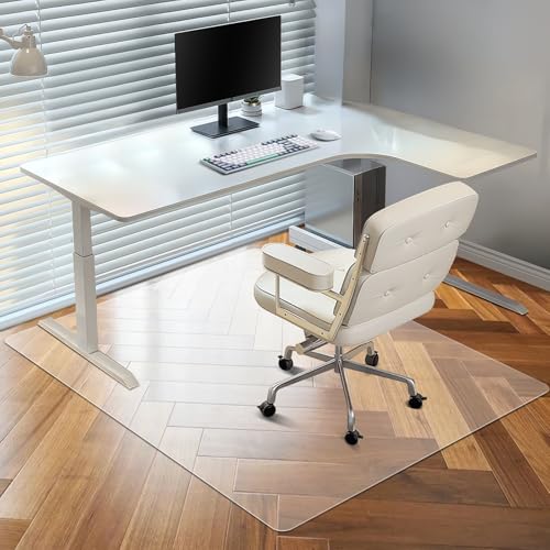 Vicwe Chair Mat for Hardwood Floor, 46” x 60” Large Office Chair Mats, Clear Floor Protector Mat, Easy Rolling Chair Mats for Office Home, Easy to Clean (Rectangle) - color: Clear, size: 46"×60" Rectangle