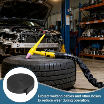 HARFINGTON Nylon Protective Hose Sleeve 0.7" ID 33FT Cable Cover Sheath Hydraulic Hose Protector Wrap for Welding Cord Tig Torch Hydraulic, Black - size: 0.7" ID 33FT