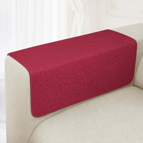 Couch Arm Covers, Waterproof Armrest Cover for Sofa, Loveseat, Armchair, Non-Slip Recliner Arm Cover, Sofa Arm Covers, Headrest Cover, Arm Chair Covers Set of 2 (Burgundy, 24"×20") - color: Burgundy, size: 24" x 20" - 2 pcs
