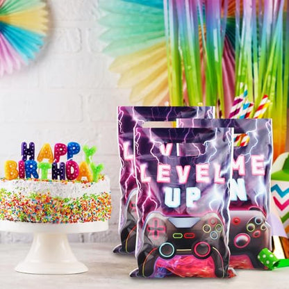 Adecortalk 50 Pcs Video Game Party Favor Bags Video Game Gift Bag Plastic Candy Goodie Treat Gift Bags for Kids Game On Birthday Baby Shower Party Decorations Gamer Party Supplies