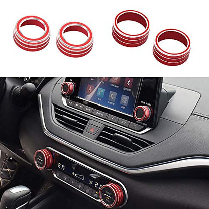 XITER Center Console Knobs AC Air Conditioning Button Audio Function Rear Mirror Knob Switch Cover Trim Compatible with Nissan Altima 2019 2020 2021-2025/Rogue 2021 2022 2023 2024 2025 2026(RED) - color: RED