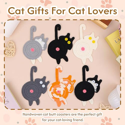 Cat Coasters, 3PCS Cat Gift for Cat Lovers, Gift for Her, Funny Gifts, Coasters for Drinks (White, Black, Grey) - color: Cat Coasters a
