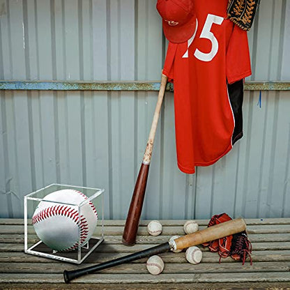 4 Pack Baseball Display Case UV Protected Acrylic Clear Baseball Holder Square Cube Ball Protector Memorabilia Autograph Display Box for Official Size Baseball, Clear - size: FOUR PACK