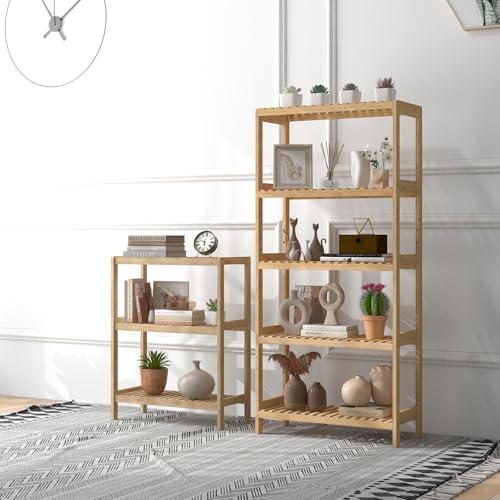 Bamboo Shelf,Bamboo Shelf Stand Utility Storage Shelf Multifunctional Bathroom Kitchen Living Room Holder Plant Flower Stand (5-Tier) - size: 5-Tier-1