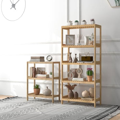 Bamboo Shelf,Bamboo Shelf Stand Utility Storage Shelf Multifunctional Bathroom Kitchen Living Room Holder Plant Flower Stand (5-Tier) - size: 5-Tier-1