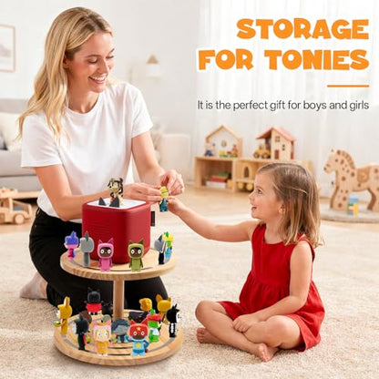Gieanoo 360° Round ToniesBox Shelf 2-Tier Tonie Figures Organizer for 30-50 Characters Tonies Stand Diaplsy Shelf Compatible with Toniesbox 1 and Toniesbox 2 for Kid's Room - color: 2 Tier
