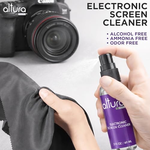 Altura Photo Camera Cleaning Kit - Lens Cleaner Spray, Brush & Blower | Includes Lens Cleaner Spray, Brush, Pen, Blower, Microfiber Cleaning Cloths, Tissue Wipes for Canon Nikon Sony - style: w/ 2 oz. Altura Photo Cleaning Solution