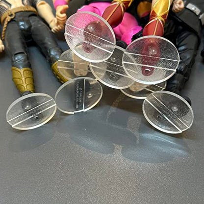 100PCS Action Figure Support Stand with Peg, 6 inch Figures Toy Display Stands Holder Bases, Compatible with 1/12 Mavel Legends Series/GiJeo Classified Series/D C/Mo tu Models - color: 100PACK Transparent(Round)