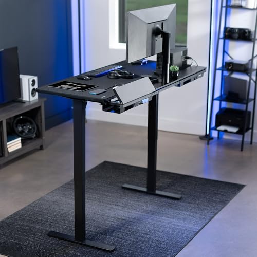 VIVO Black 60 x 30 in Stand Up Desk, DESK-KIT-1B6-P3B | Electric, Holds 220 lbs, Sit Stand, Height Adjustable Table, Cable Tray, Full-Size Mouse Pad, Office Furniture, Black Frame - color: Black Top / Black Frame, size: 60 x 30