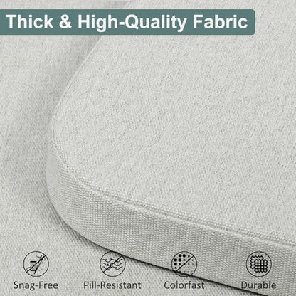 Shinnwa Dining Chair Cushions, Patented Design Molded Memory Foam Kitchen Chair Pad with Ties and Washable Cover, 17" x 16" x 2", Off White - color: Off White