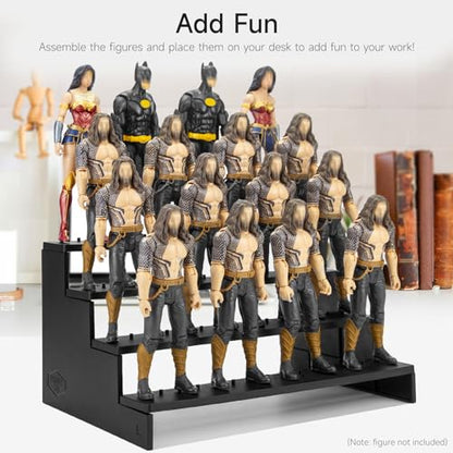 6 inch Acrylic Riser Display Shelf,Clear Action Figures Stands With PEG,4 Tier Toy Collectibles Organizer Compatible with 1/12 Scale Action Figure Toy (Fit For 6 inch Figure Toy-Black) - color: Fit For 6 inch Figure Toy-Black