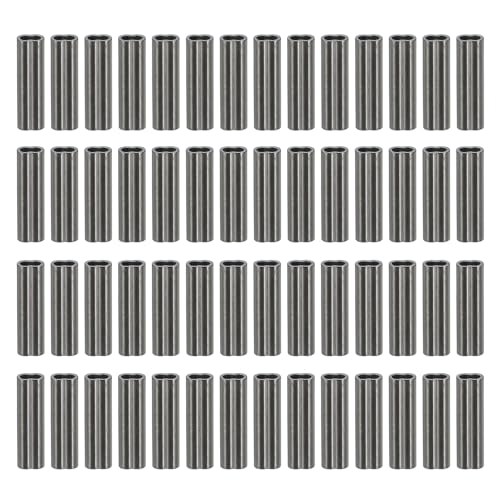 PATIKIL 1/32" 0.8mm Wire Rope Loop Sleeve 100 Pcs Copper Double Ferrule Duplex Crimping Loop Sleeve for Wire Rope Cable Fittings Rigging Fishing Wire,Black - size: 1/32"