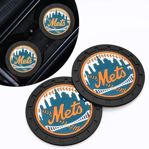 Car Cup Holder Coasters for New York Met Baseball Fans, Met Car Coasters for Cup Holder Insert Silicone Non-Slip - color: 11m12ets
