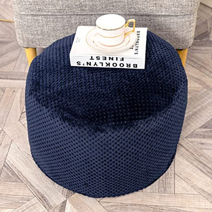 Asuprui Pouf Ottoman Unstuffed Ottoman Foot Rest No Filler Foot Stool 20x20x12 Inches Fuzzy Chair Floor Pouf Chair with Storage for Living Room Bedroom Navy Blue - color: Navy Blue
