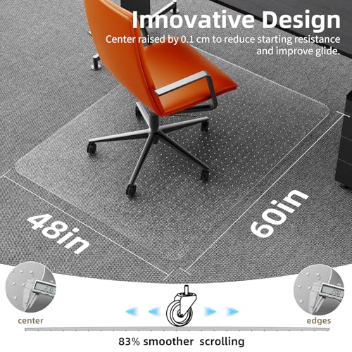 Chair Mat for Carpet Floors: 48" x 60" Computer Desk Floor Mat - PVC Plastic Rug Carpet Protector Mats for Gaming Chair Under Desk Pad for Rolling Chair - size: 48" x 60"