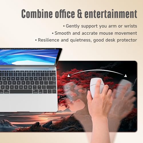 Extended Gaming Mouse Pad, Large Mouse Mat 3 mm Nature Rubber Base Mousepad with Stitched Edges, Non-Slip Desk Mat for Office Home Great Gift 31.5x11.8 Inch (Dark Canyon 2) - color: Dark Canyon 2