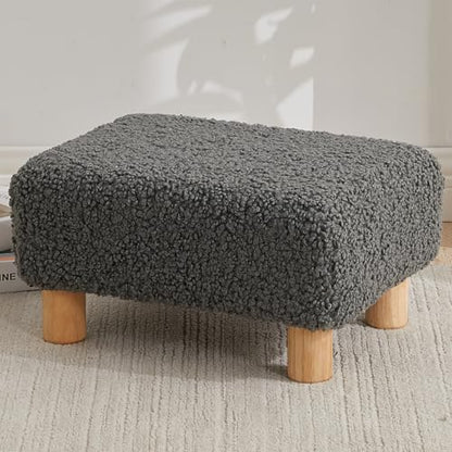 Small Foot Stool Ottoman, Sherpa Footstool Ottoman Foot Rest for Couch, Rectangle Footstools and Ottomans Small for Living Room, Entryway and Bedroom (Gray) - color: Gray (Sherpa)
