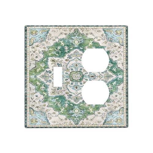 Sage Green Boho Vintage Floral Wallplates 1 Toggle 1 Duplex Switch Plate Electrical GFCI Faceplate Decorative Light Switch Covers for Bedroom Living Room Decor - color: Sage Green Boho Vintage Floral, size: 1 Toggle 1 Duplex / 4.6 X 4.5 IN