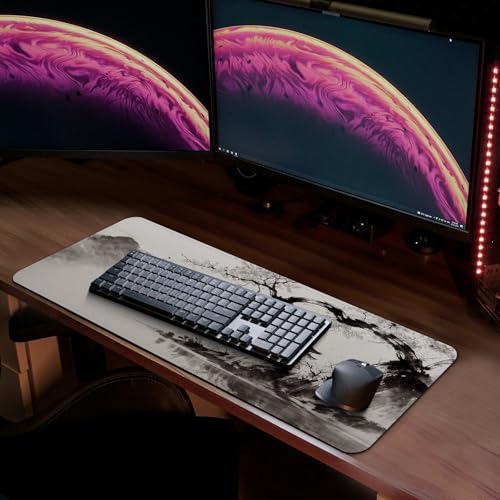 MAY FLOWER Gaming Mouse pad, Large Laptop Mousepad, Full Keyboard Mat, Long Computer Mouse Mat for Home and Office, Anti-Slip Rubber Base, 31.5 x 11.8 Inches (Japanese Cherry Blossom) - color: Japanese Cherry Blossom