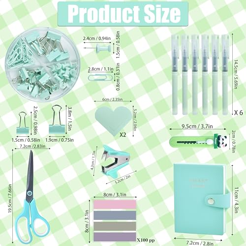 Green and Blue Desk Accessories, 26Pcs Office Supplies and Desk Organizers, with Tape Dispenser, Stapler, Staple Remover, Ect, Gift Box Packaging - color: Green+blue