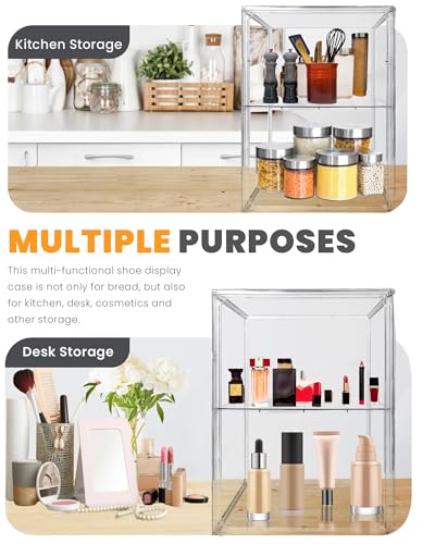 XXX-Large Clear Stackable Acrylic Display with Lid & Magnetic Door - 2-Tier Adjustable Shoe Box Case 11.8'' X 9.8'' X 15.7''Organizer for Boot, Sneakers, Collectibles, Figures, Purses | 1-Pack - color: Clear-xxx-large-1pcs