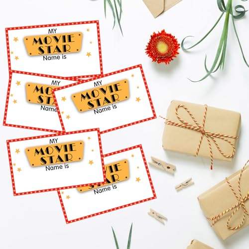 What's Your Movie Stars Name Game Card Set, Movie Stars Games Sign Cards, Hollywood Birthday Party Game Cards, 1 Movie Stars Name Sign, 30 Names Sticker, Funny Birthday Party Decor for Boys Girls - style: Movie Stars