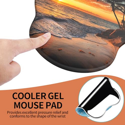 eulps Mouse Pad with Wrist Rest, Comfortable Computer Mousepad with Gel Wrist Support Smooth Surface and Non-Slip PU Base for Pain Relief, Laptop, Office & Home (Sunset) - color: Sunset