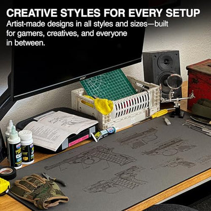MPCO. Original Large Gaming Desk Mat – 36" x 17" Aeroglyde Blueprints Pistol 38 – Green Full Desk Mouse Pad for Smooth Precision – Non-Slip, Washable Extra-Large PC Mouse Pad for Gaming Sessions - color: Aeroglyde Pistol 38 – Green