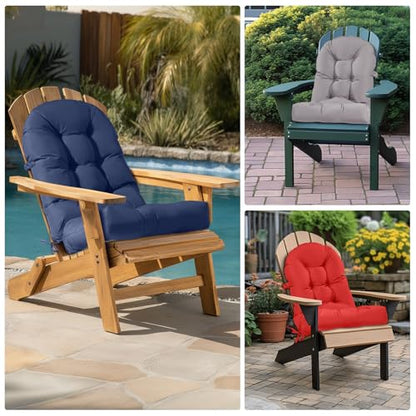 Adirondack Chair Cushion Tufted Waterproof Outdoor Rocking Chair Cushions with Ties Anti-Slip High Back Patio Chair Cushions for Patio Furniture Cushions - color: Navy Blue