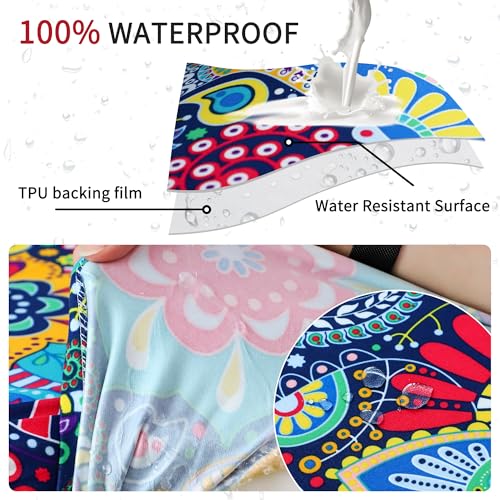 Waterproof Office Chair Cover with Armrest Cover 18Inch Wide Stretch Printed Boho Small Desk Computer Chair Covers with Long Zipper Arm Slipcovers Washable - color: Waterproof-boho, size: Small