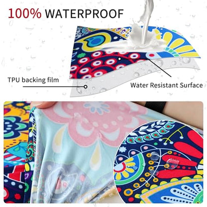 Waterproof Office Chair Cover with Armrest Cover 18Inch Wide Stretch Printed Boho Small Desk Computer Chair Covers with Long Zipper Arm Slipcovers Washable - color: Waterproof-boho, size: Small