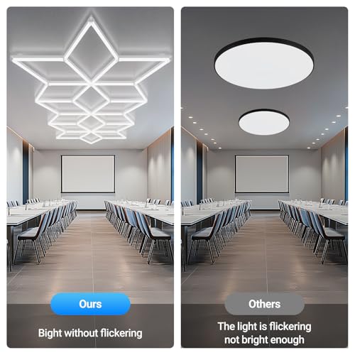 Rhombus LED Garage Light - Hexagonal Snow Lights, 710W 78100LM Super Bright Garage Ceiling Lights, Larger Size Honeycomb Light for Warehouse, Workshop, Gym, Car Basement - size: Snow