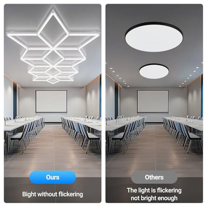 Rhombus LED Garage Light - Hexagonal Snow Lights, 710W 78100LM Super Bright Garage Ceiling Lights, Larger Size Honeycomb Light for Warehouse, Workshop, Gym, Car Basement - size: Snow