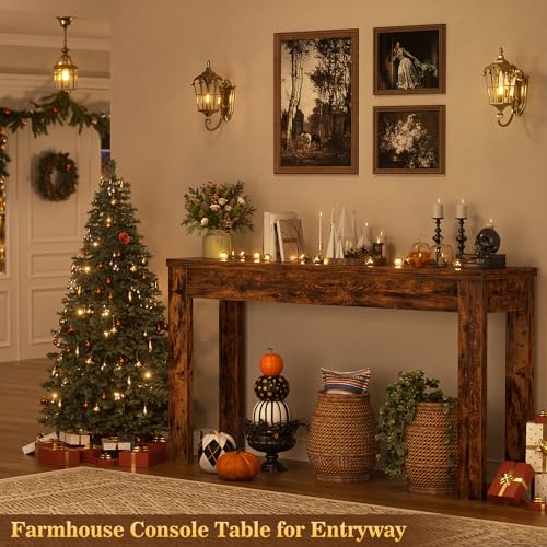 Armocity Console Table, 47" Farmhouse Wood Entryway Table, Sofa Tables Narrow Long Behind Couch, Entry Table for Entrance, Hallway, Living Room, Rustic Brown - color: Rustic Brown, size: 47"