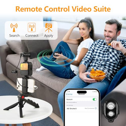 Vlogging Kit for iPhone, Android with Tripod, 62 LED Light,YouTube Starter kit with Mini Microphone & Phone Clip for Live Stream, Video Calls, Vlogging, YouTube, Instagram TikTok