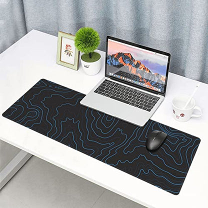Topographic Contour Gaming Mouse Pad XL, Large Non Slip Rubber Mousepad, Stitched Edges Desk Pad, Long Extended Mice Pad,31.5'' X 11.8'' - color: Topographic Contour2