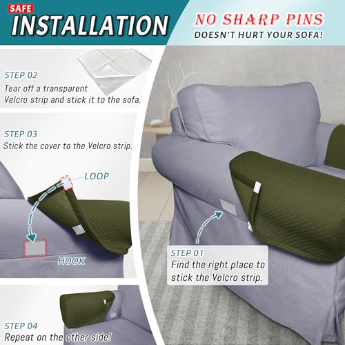 Roytub Couch Arm Covers, Sofa Arm Covers, Stretch Armrest Cover for Sofas, Armchair, Loveseat, Recliner, Sofa armrest Cover, Arm Chair Covers Set of 2(Medium, Sage Green) - color: Sage Green, size: M - 17.5"(D) × 6.3(W) × 8.2(H)