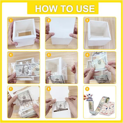 Baseball Birthday Money Box Gifts for Cash Pull, Happy Birthday Boxes Gifts for Money Pull Out Card, 50Pcs Transparent Bags - color: Blue2