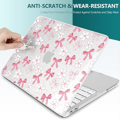 DONGKE Compatible with MacBook Neo 13 Inch Case 2026 A3404 A18 Pro chip & Touch ID, Plastic Hard Shell with Keyboard Cover, Screen Protector & Dust Plugs, Bow & Daisy - color: Bow & Daisy