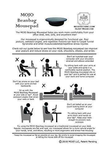 MOJO Beanbag Ergonomic Mousepad - Comfortable Mouse Pad for Sofa, Bed, Lap, Couch, and Anywhere Else (Black Leather) - color: Black Leather