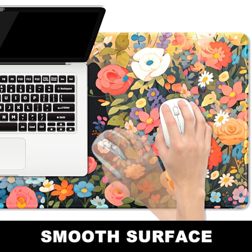 BOSOBO XXL Gaming Desk Mat, Extended Mouse & Keyboard Mat, Anime Cat Pink Flower Bush - 31.5 x 11.8 Inches - color: Anime Cat Flower Bush, size: XL - 31.5 x 11.8 Inches