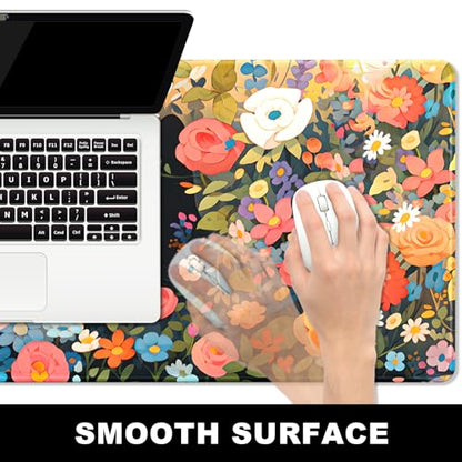 BOSOBO XXL Gaming Desk Mat, Extended Mouse & Keyboard Mat, Anime Cat Pink Flower Bush - 31.5 x 11.8 Inches - color: Anime Cat Flower Bush, size: XL - 31.5 x 11.8 Inches