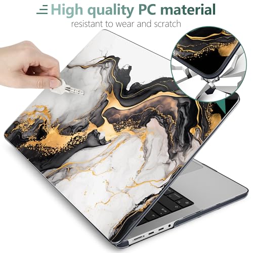 DONGKE Case for MacBook Pro 14 Inch (2026-2021 Release, M5 M4 M3 M2 M1 Pro/Max Chip), Plastic Slim Hard Shell Protective Cover with Keyboard Cover & Screen Protector, Abstract Marble - color: Abstract Marble D159