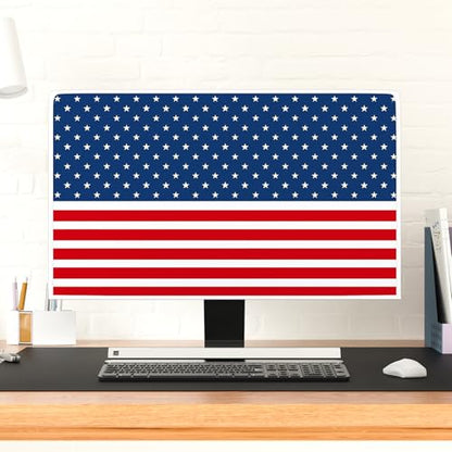 American Flag Waterproof 22, 23, 24, 25 Inch Anti-Static Dust Proof LCD/LED/HD The Stars and The Stripes Veterans Day Independence Day Computer Monitor Cover Screen Protective LCD/LED/HD - color: Blue and red and white-8, size: 22-25 Inch