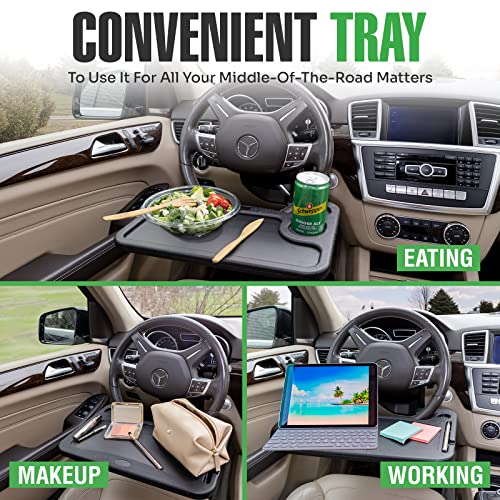 lebogner Steering Wheel Tray, Car Food Trays For Eating, Laptop, Tablet, iPad Or Notebook, Hook On Auto Steering Wheel Desk Table, Fits Most Vehicles Steering Wheels, Travel Car Accessories, Red - color: Red