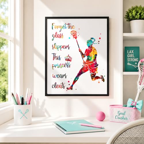 Inspirational Watercolor Lacrosse Girl Athlete with Empowering Quote Art Print for Girl's Bedroom Empowerment, Locker Team Spirit, Young Laxer Surprises, Aspiring Midfielder Tokens, Team Captain Honors, Coach Appreciation, Birthday Gifts - 8x10 Unframed P