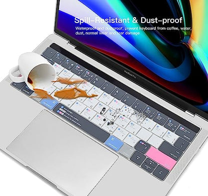 CaseBuy MacBook Pro 13 Inch Keyboard Cover Shortcuts for 2019 2018 2017 2016 MacBook Pro 13 & 15 with Touch Bar Model A2159 A1989 A1706 A1990 A1707 MAC OS Shortcut Hot Keys Keyboard Protector - size: MacBook Pro 13" 15"(2019-2016)